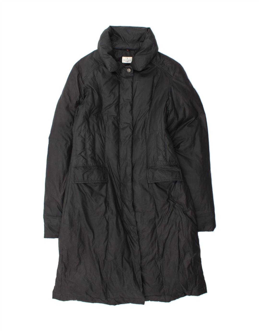 TRUSSARDI Womens Padded Coat IT 46 Large Black Polyester Vintage Trussardi and Second-Hand Trussardi from Messina Hembry 