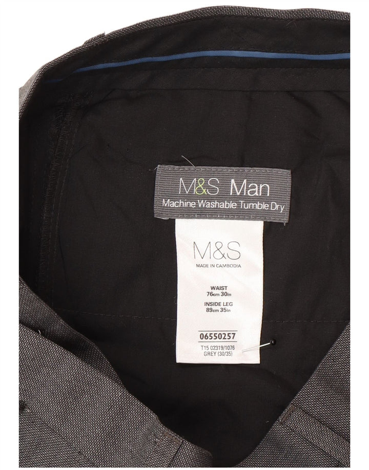 Marks & Spencer Straight Suit Bukser til mænd W30 L35 Grå polyester