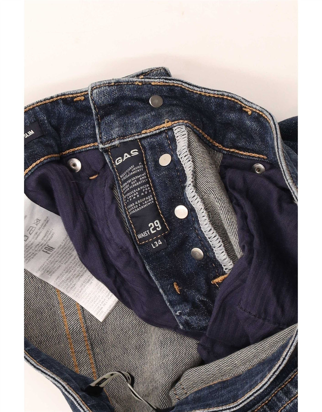 Gas Herre Distressed Slim Jeans W29 L34 Marineblå Bomuld