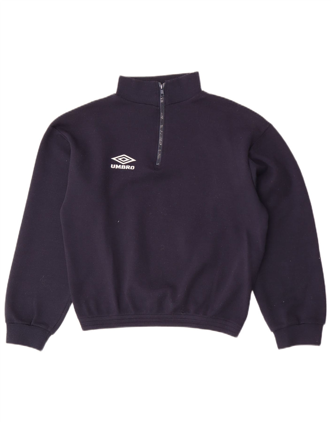 Umbro Herre Crop Zip Neck Sweatshirt Jumper Small Navy Blue