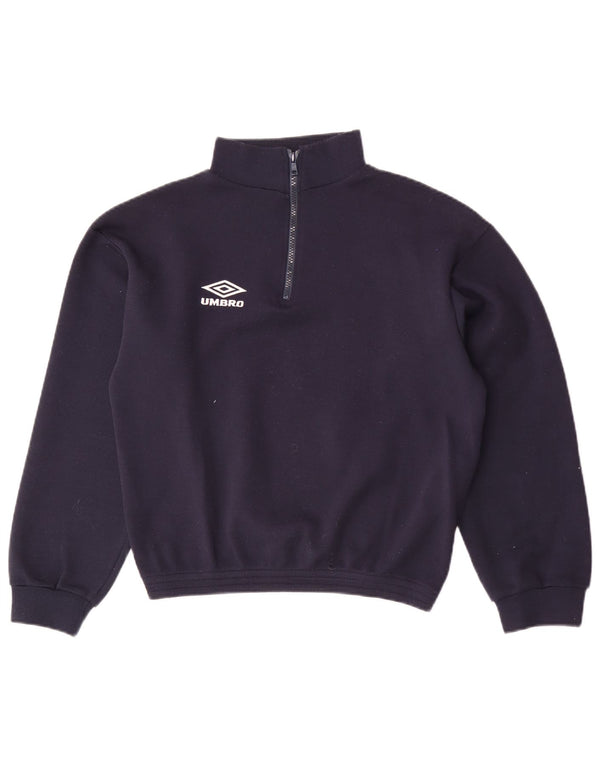 Umbro Herre Crop Zip Neck Sweatshirt Jumper Small Navy Blue