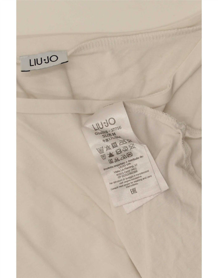 Liu Jo Grafisk T-Shirt Top UK 14 Medium Hvid Bomuld