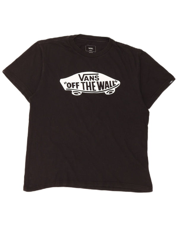 Vans Herre Slim Fit Grafisk T-Shirt Top Medium Sort Bomuld