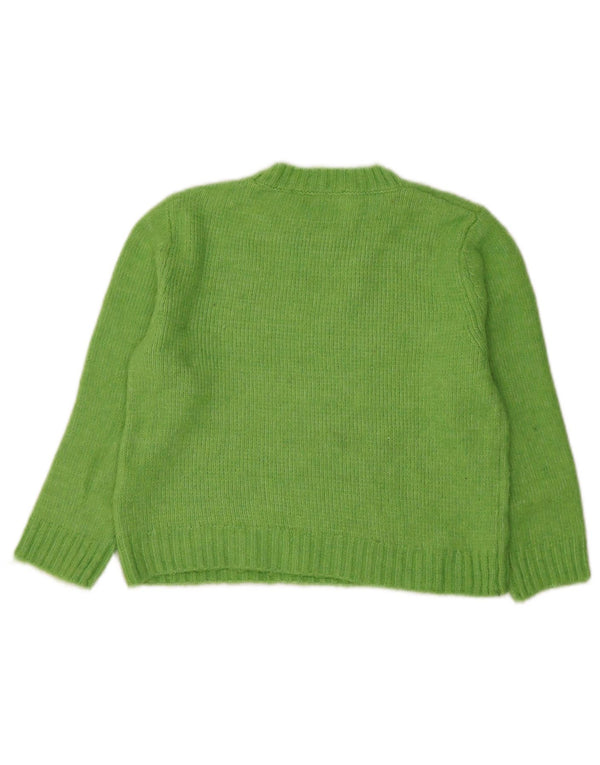 Zara Womens Crop Crew Neck Jumper Sweater UK 14 Medium Green Nylon