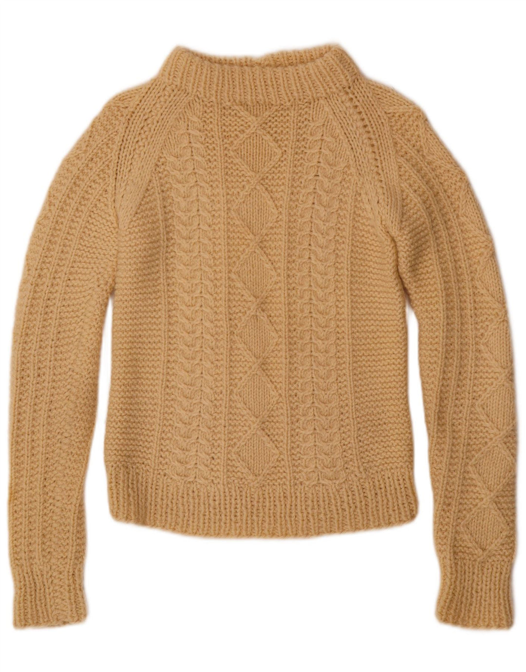 VINTAGE Dame Turtle Neck Sweater UK 8 Small Beige