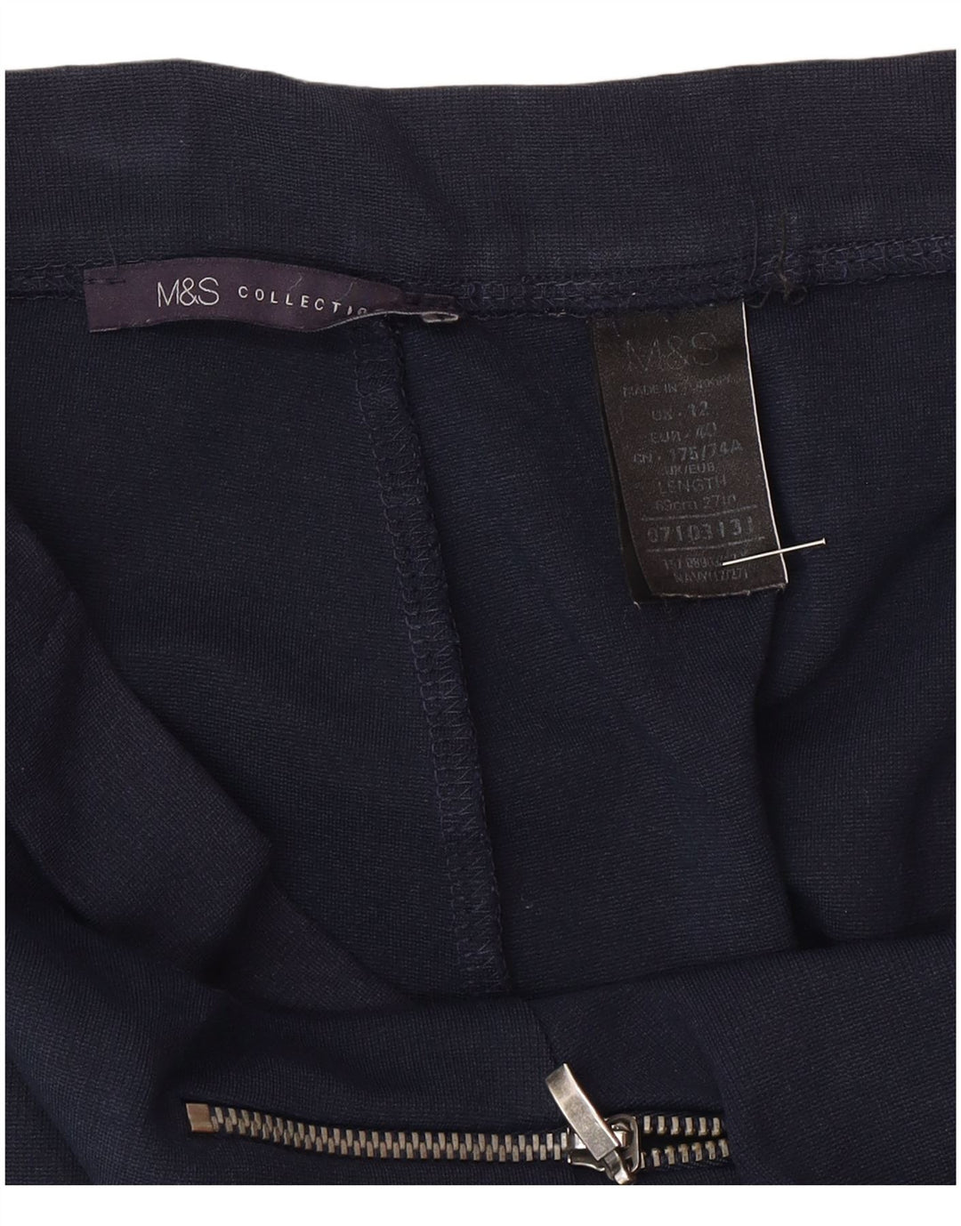 Marks & Spencer Midi-nederdel til kvinder UK 12 Medium W30 Navyblå polyamid