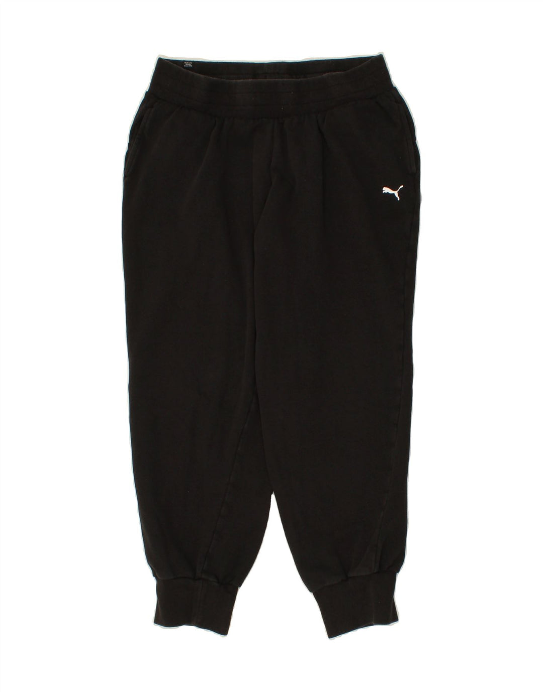 PUMA Womens Crop Tracksuit Trousers Joggers UK 14 Medium  Black Polyester Vintage Puma and Second-Hand Puma from Messina Hembry 