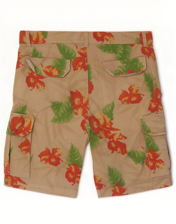 Cesare Paciotti 4US Mens Cargo Shorts IT 48 Medium W32 Beige Floral Cotton