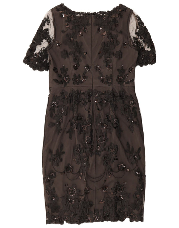 Monsoon Womens Lace Sheath Dress UK 14 Large Black Floral Nylon