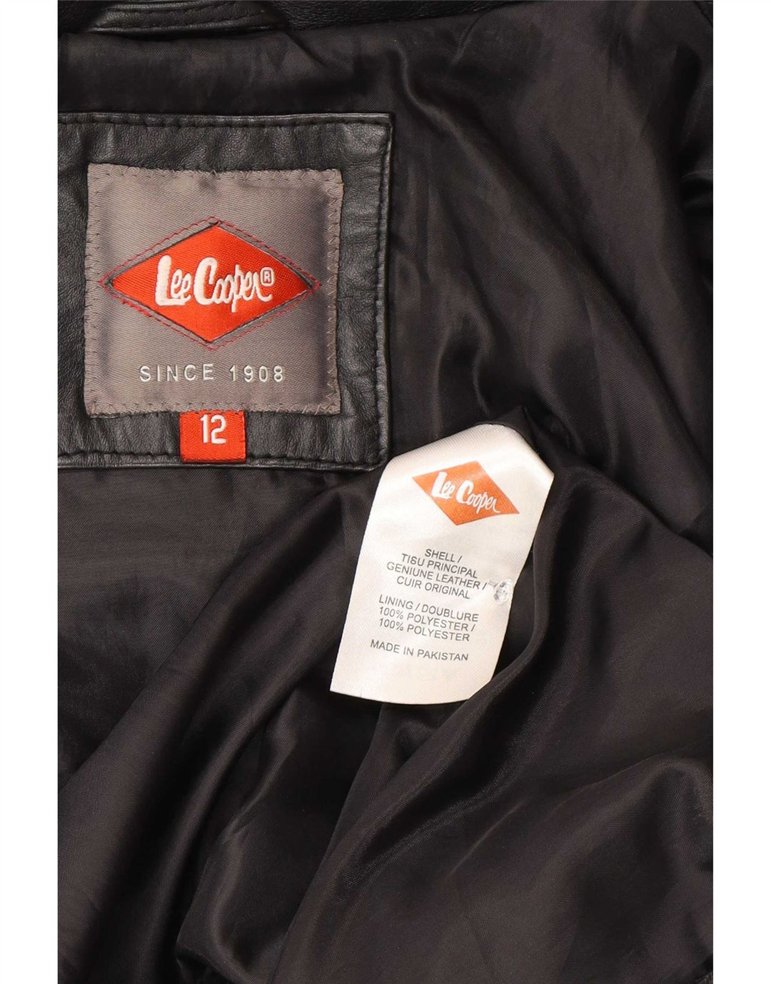 Lee Womens Cooper Læderjakke UK 12 Medium Sort