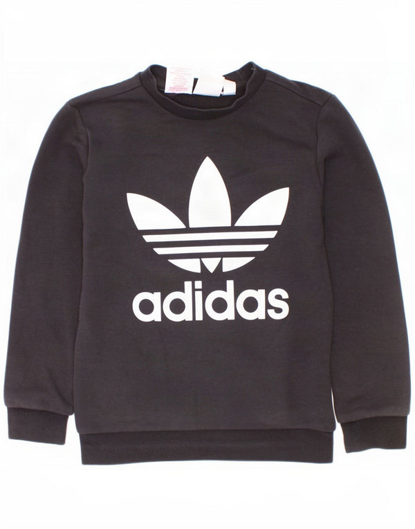 Adidas Boys Graphic Sweatshirt Jumper 7-8 år Sort Bomuld