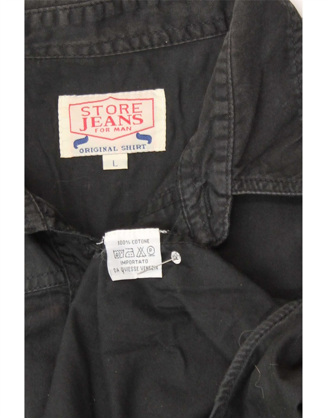 Vintage herreskjorte stor sort bomuld