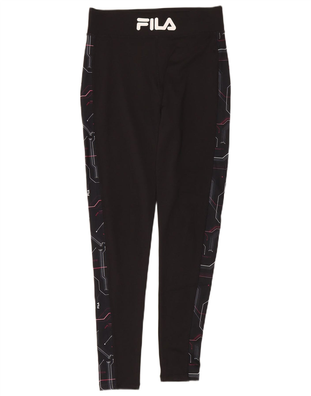 Fila Kvinders Grafiske Leggings UK 12 Medium Sort Geometrisk Polyester