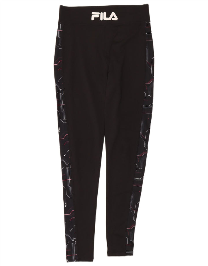 Fila Kvinders Grafiske Leggings UK 12 Medium Sort Geometrisk Polyester