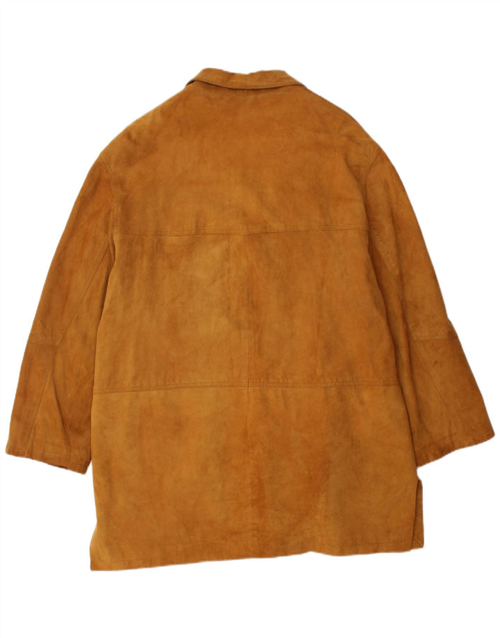 VINTAGE Dame ruskindsjakke UK 18 XL brunt læder