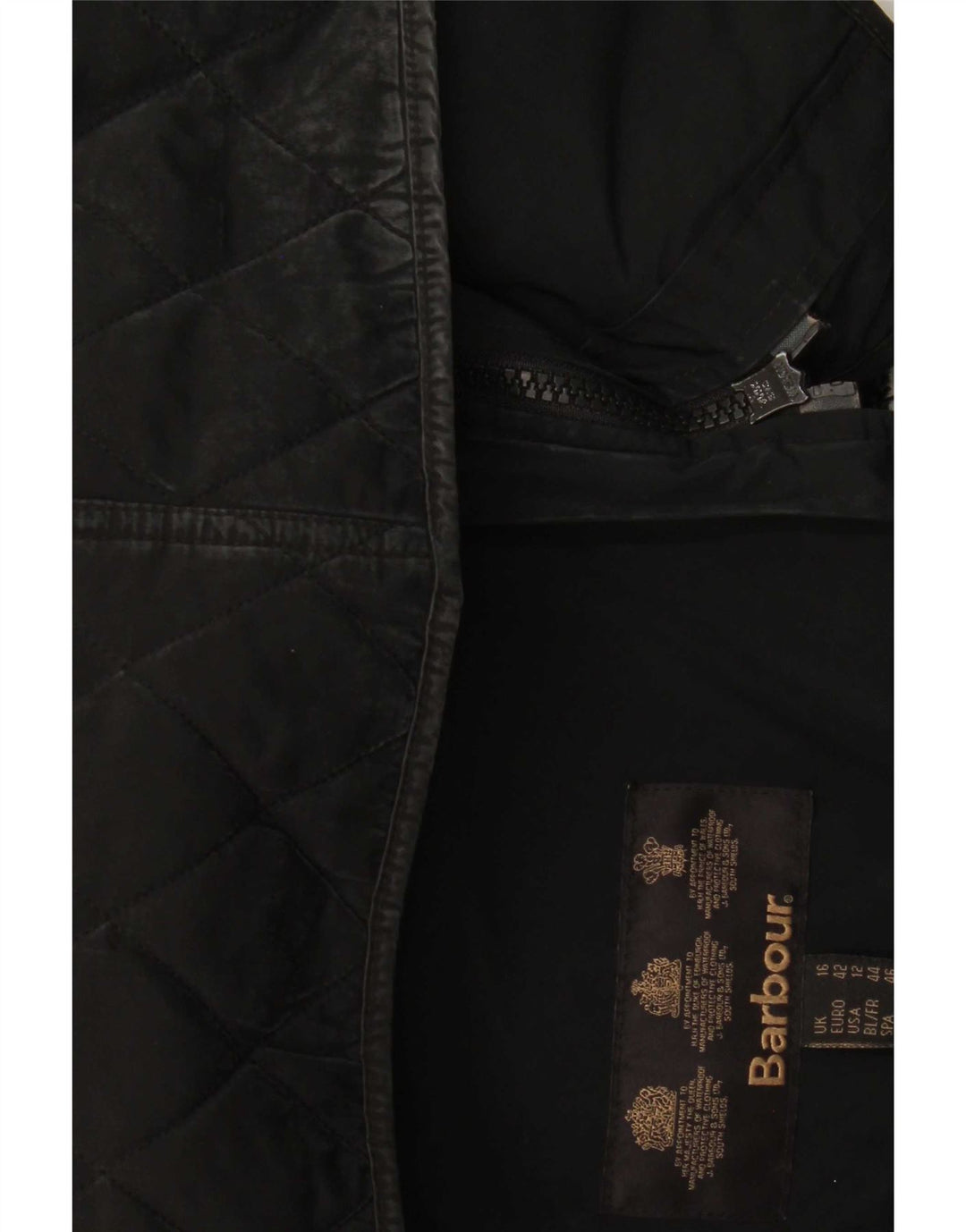 Barbour Quiltet jakke til kvinder UK 16 Stor sort polyamid