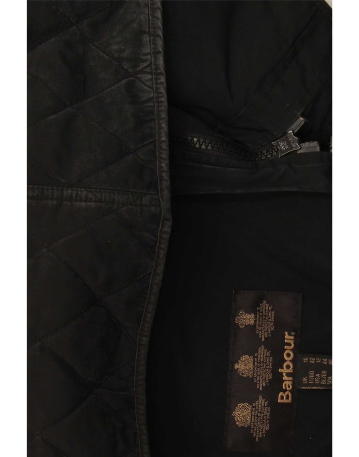 Barbour Quiltet jakke til kvinder UK 16 Stor sort polyamid