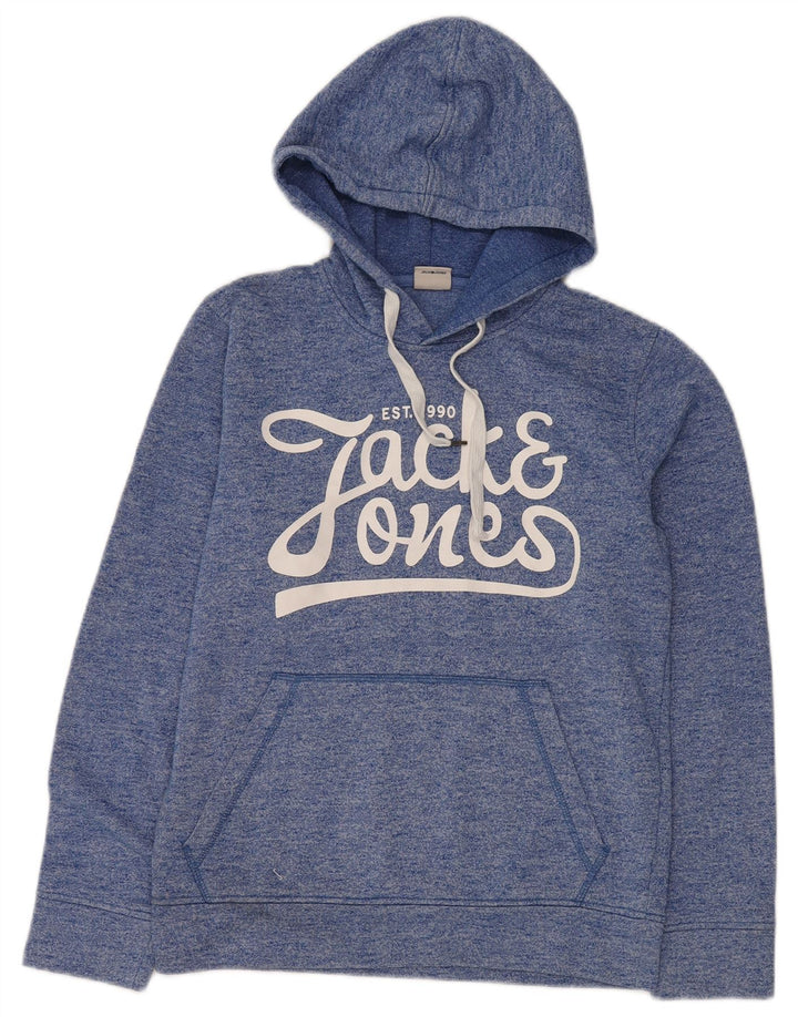 Jack & Jones Grafisk hættetrøje til mænd, lille blå flækket polyester