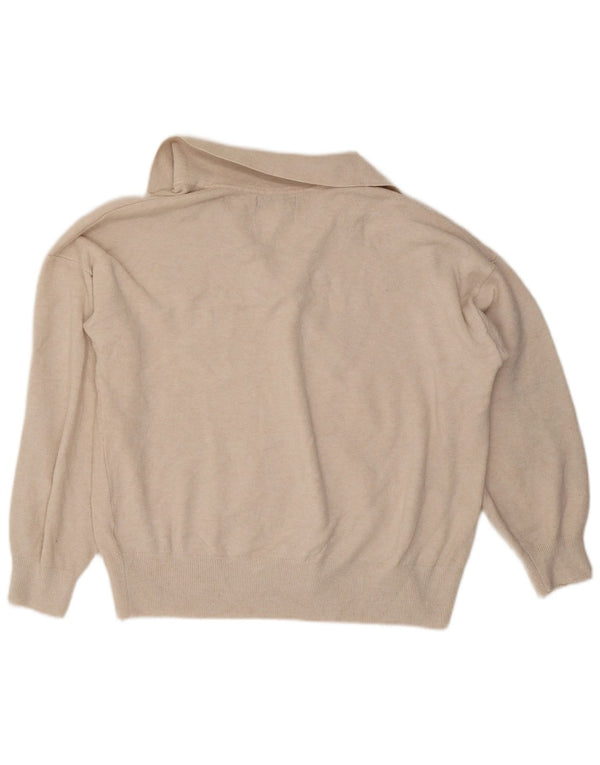 Marks & Spencer Dame Oversized Polo Neck Jumper Sweater UK 16 Large Beige