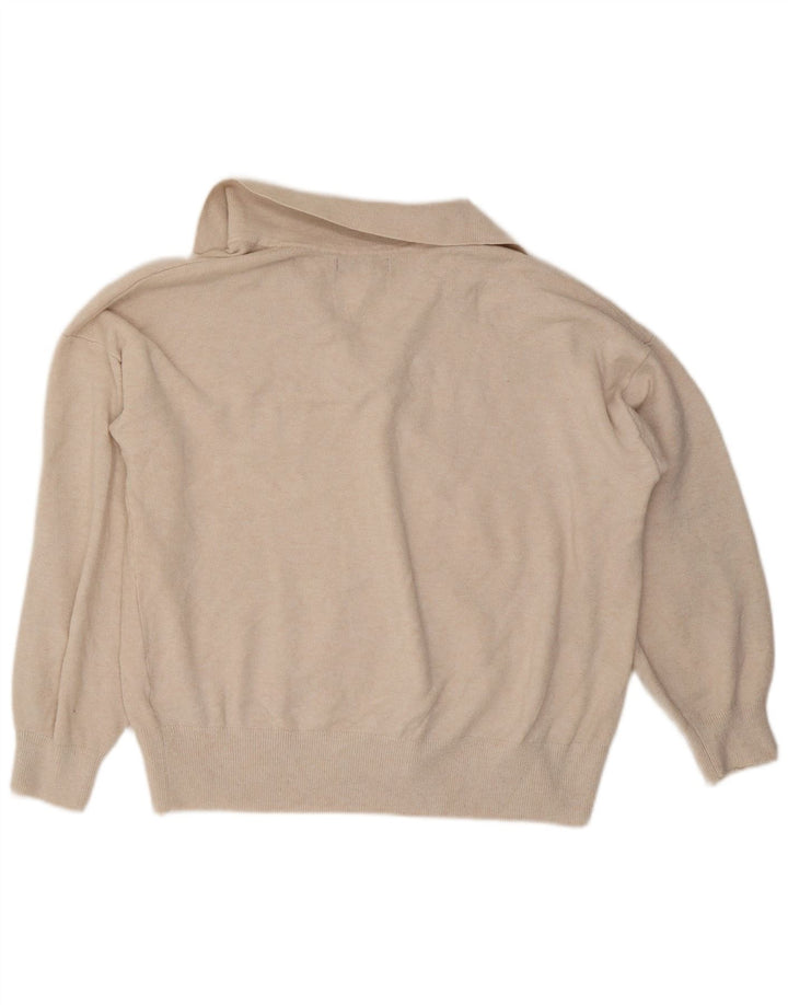 Marks & Spencer Dame Oversized Polo Neck Jumper Sweater UK 16 Large Beige
