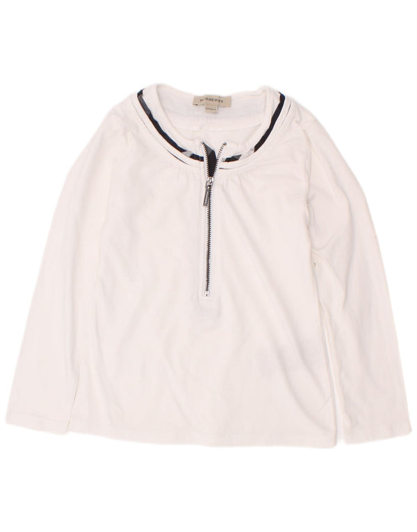 Burberry Girls Top Langærmet 4-5 År Hvid Bomuld