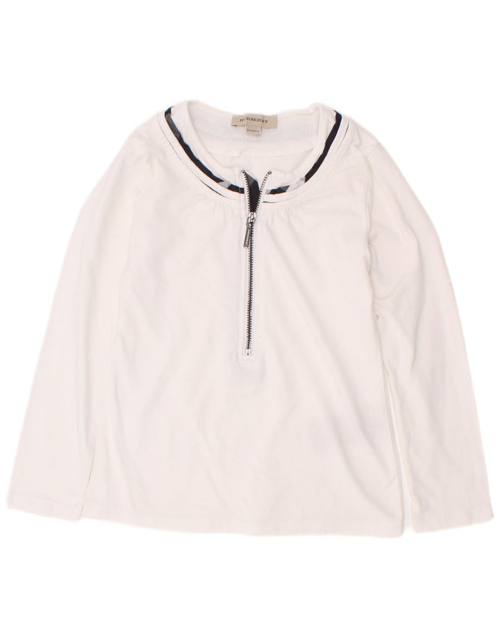 Burberry Girls Top Langærmet 4-5 År Hvid Bomuld