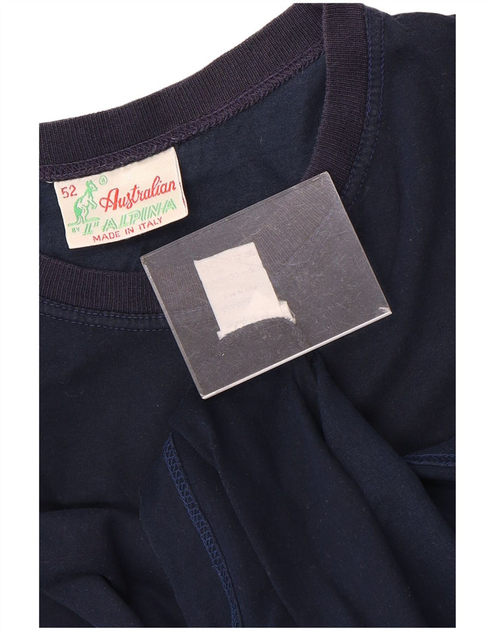 AUSTRALIAN L'ALPINA Herre grafisk T-shirt Top IT 52 Stor marineblå bomuld