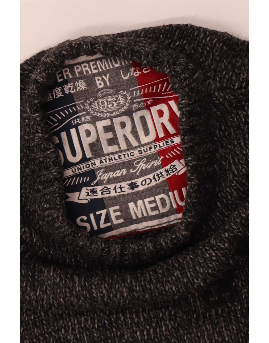 Superdry Herre grafisk trøje med rund hals, mellemgrå flækket akryl