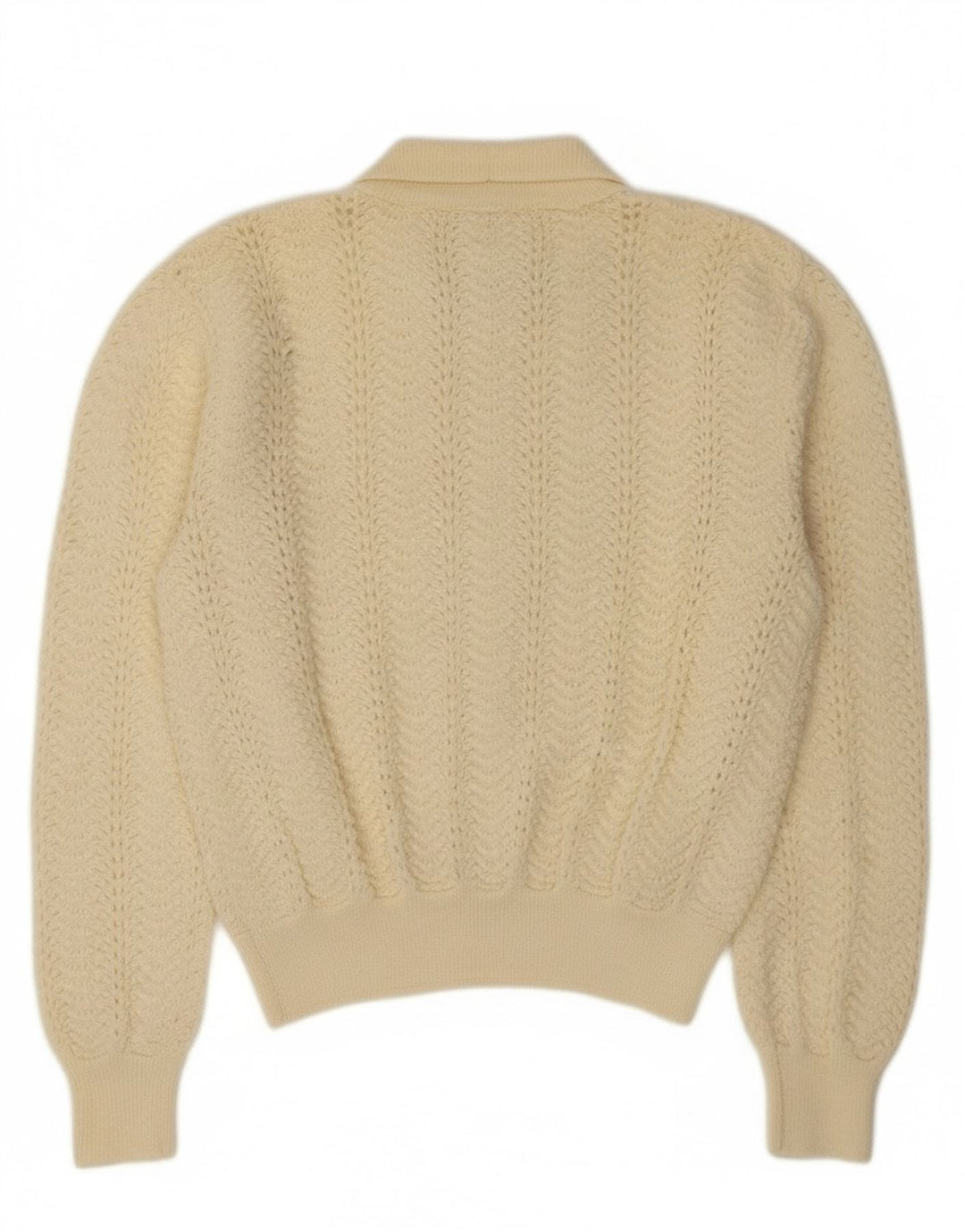 Vintage Dame Crop Cardigan Sweater UK 10 Small Off White