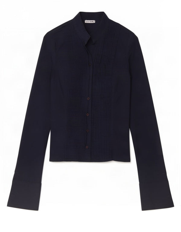 Byblos Womens Shirt Blouse IT 40 Small Navy Blue Cotton