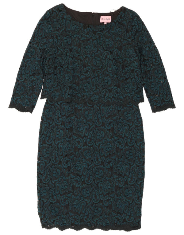 Phase Eight Womens 3/4-ærmet Peplum-kjole UK 16 Large Blue Floral Nylon