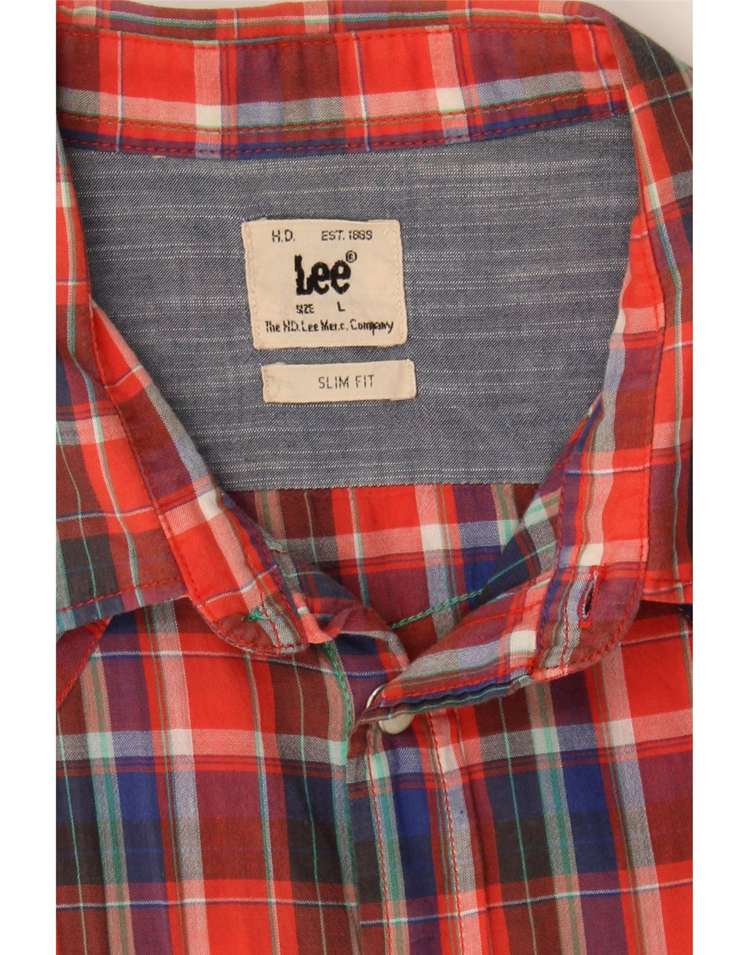 LEE Mens Short Sleeve Shirt Large Red Check Cotton Vintage Lee and Second-Hand Lee from Messina Hembry 