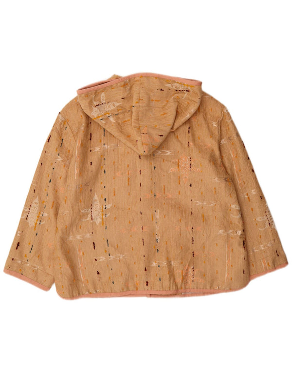 Forte Dame Hooded Coat UK 16 Large Beige Spotted Viscose