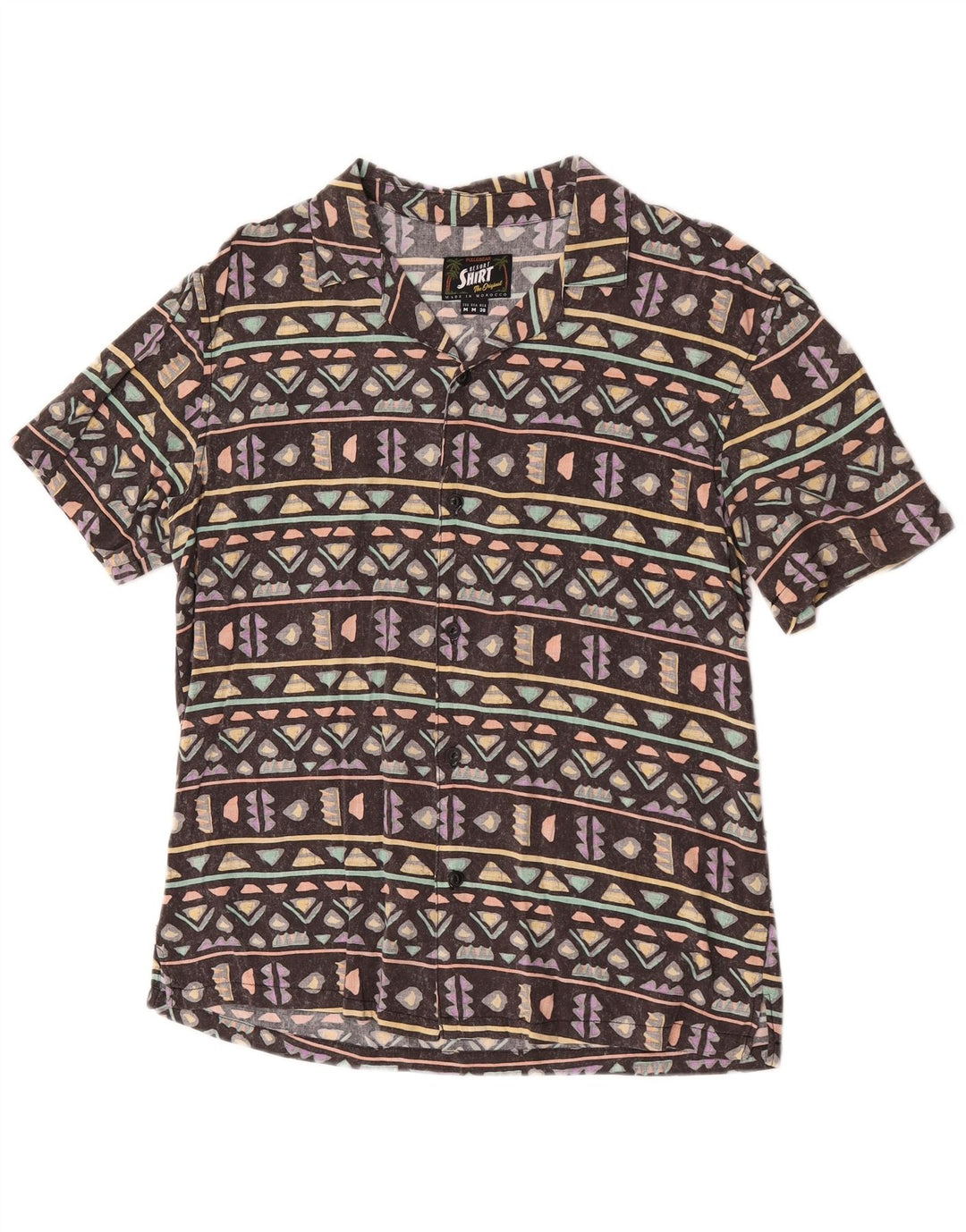 Pull & Bear Kortærmet Herreskjorte Medium Brun Geometrisk Hawaiian