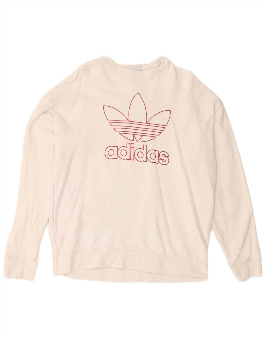 ADIDAS Graphic Sweatshirt Jumper UK 14 Stor hvid bomuld