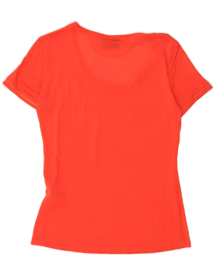 TRUSSARDI Womens Pullover Crop Graphic T-Shirt Top UK 10 Small Red Lyocell Vintage Trussardi and Second-Hand Trussardi from Messina Hembry 
