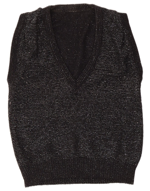 VINTAGE Damevest Tank Top EU 40/42 Medium Black Flecked Acryl