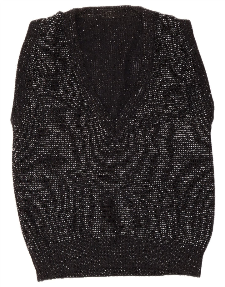 VINTAGE Damevest Tank Top EU 40/42 Medium Black Flecked Acryl