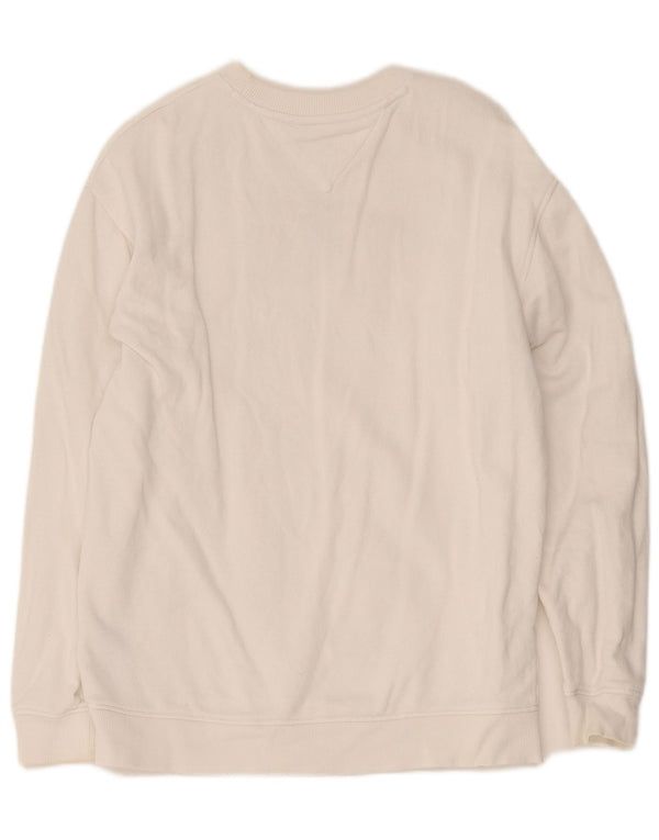 Tommy Hilfiger Dame Grafisk Oversized Sweatshirt Jumper UK 10 Small White