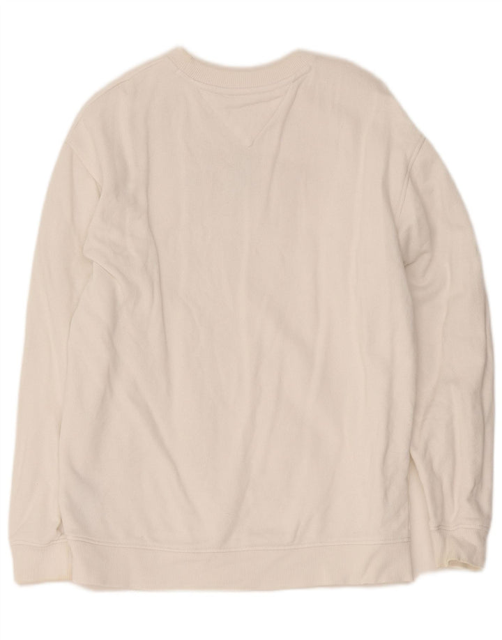 Tommy Hilfiger Dame Grafisk Oversized Sweatshirt Jumper UK 10 Small White