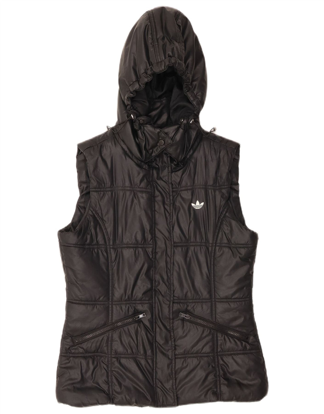 ADIDAS Dame hætte polstret Gilet IT 40 Lille sort polyester