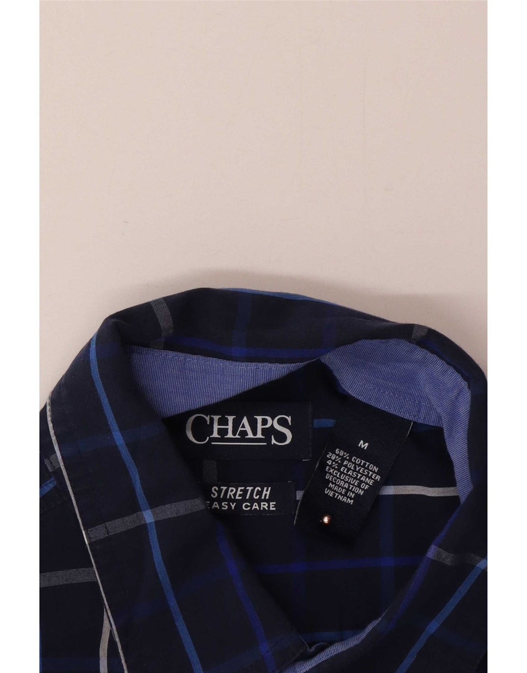 Chaps Herre Easy Care skjorte Medium marineblå ternet bomuld