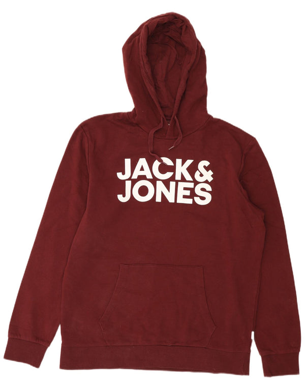 Jack & Jones Herre grafisk hættetrøje XL Bourgogne bomuld