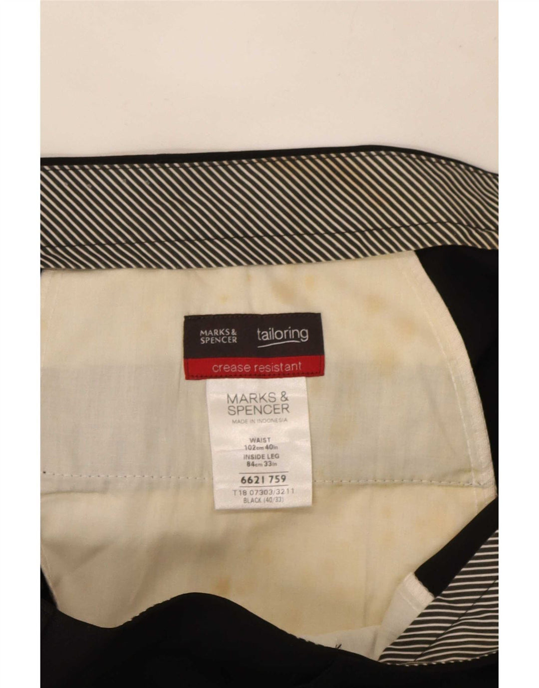 Marks & Spencer Herre Pegged Suit Bukser W40 L33 Sort Polyester