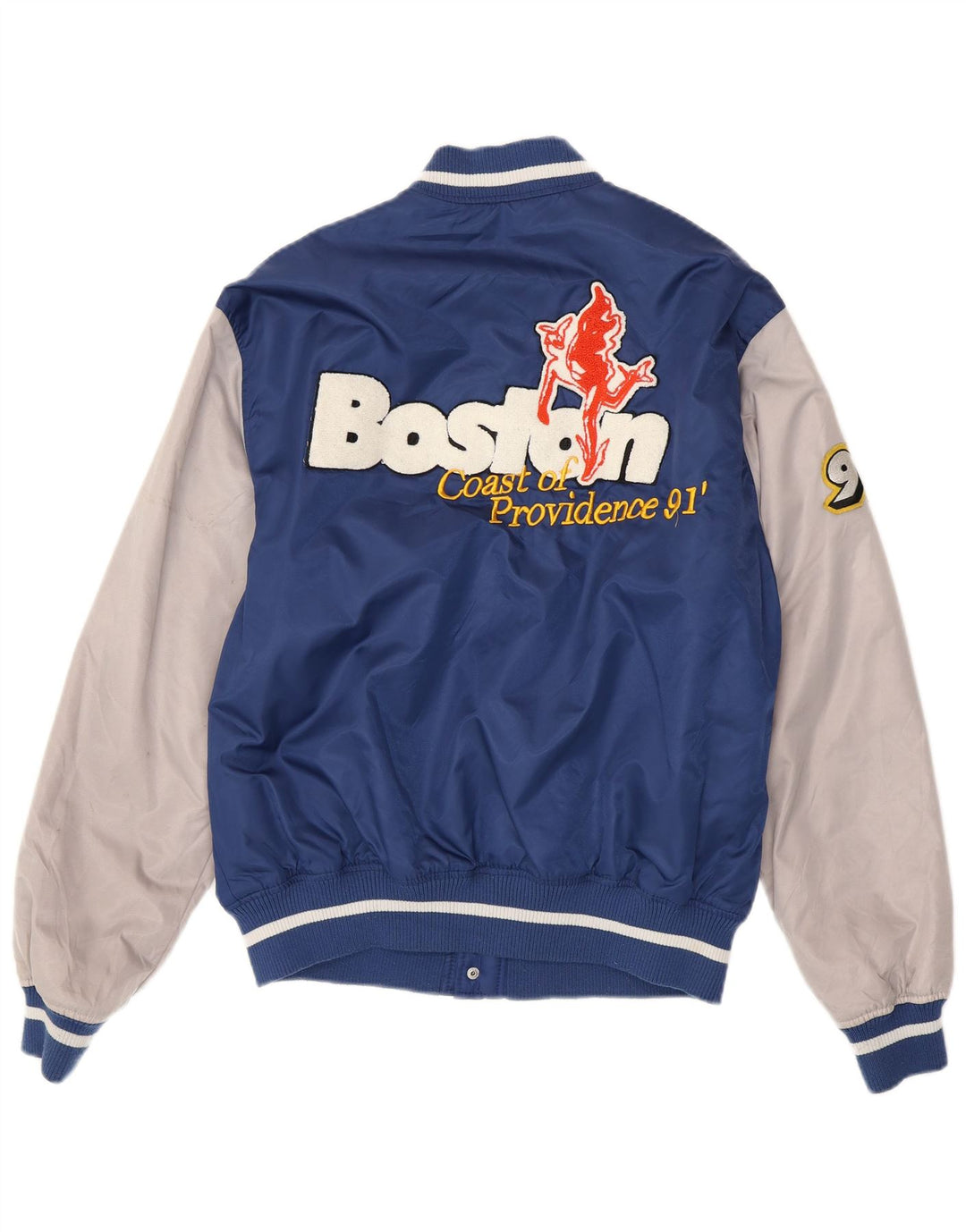 Pull & Bear Herre Boston Varsity Jacket UK 38 Medium Blue Colourblock