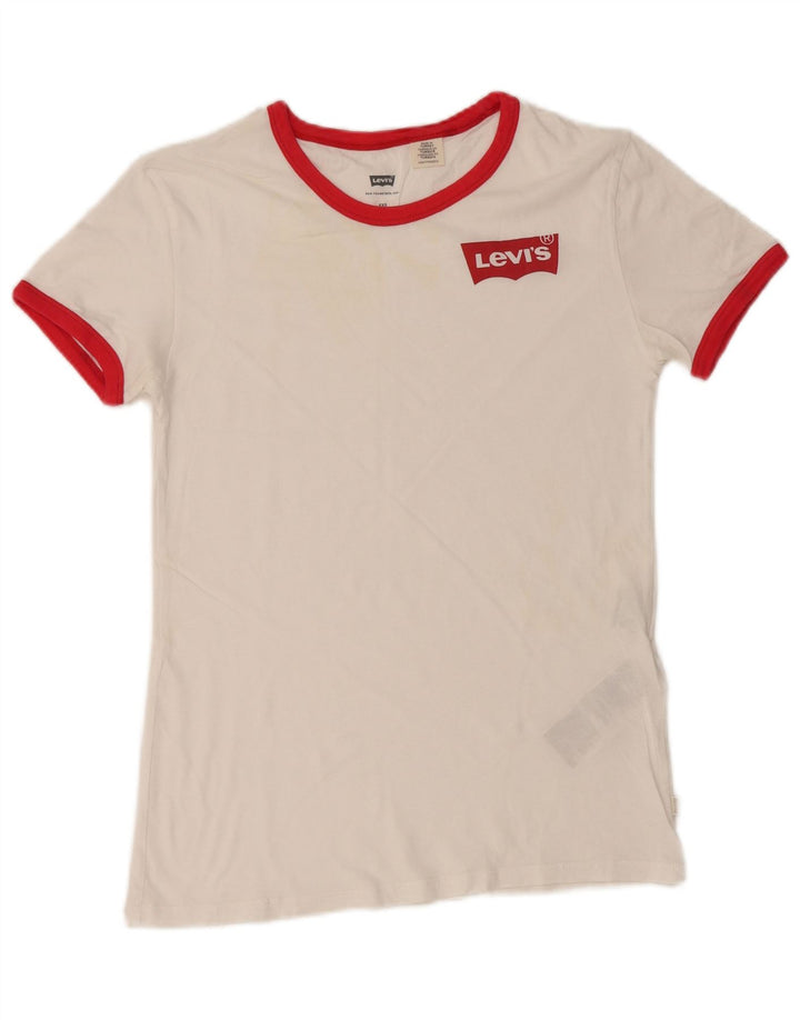 LEVI'S Womens T-Shirt Top UK 2 2XS White Cotton