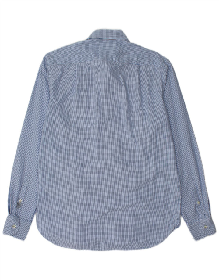 Boggi Herre Custom Fit skjorte størrelse 40 15 1/2 Medium Blue Houndstooth Bomuld