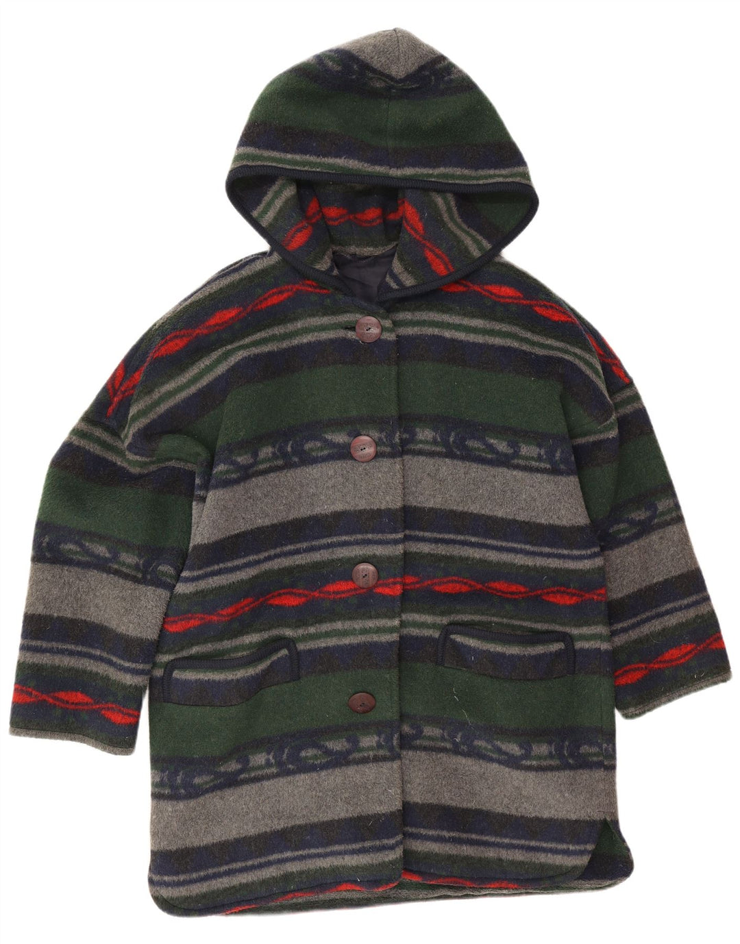 Vintage oversize overfrakke til kvinder UK 16 Stor flerfarvet stribet akryl