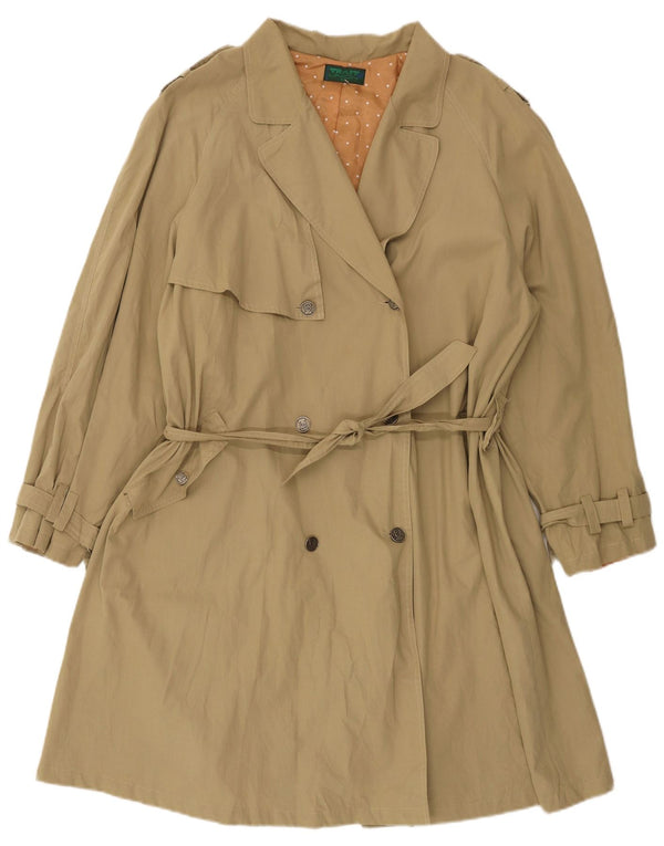 Vintage Dame Loose Fit Trench Coat IT 42 Medium Khaki Bomuld