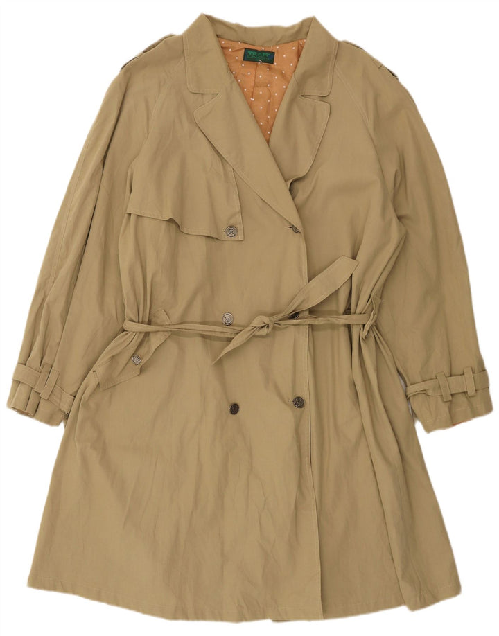 Vintage Dame Loose Fit Trench Coat IT 42 Medium Khaki Bomuld